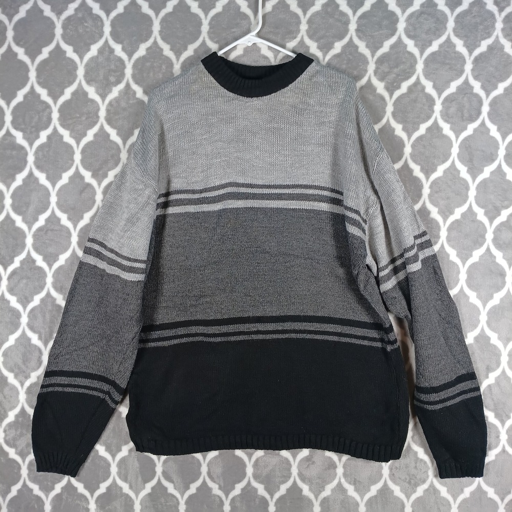 Gotcha Sweater Men XL Gray Black Striped Oversized Vintage 90s Surf Skate